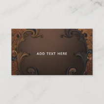 Vintage Brown Bronze Fancy Gold Ornamental Leaves Business Card