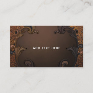 Vintage Brown Bronze Fancy Gold Ornamental Leaves Business Card
