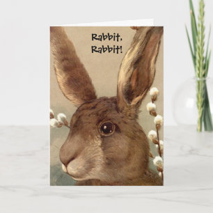 Vintage Brown Bunny Rabbit Rabbit Good Luck Card