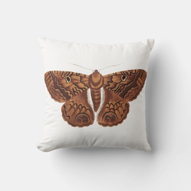 Vintage Brown Butterfly Illustration Throw Pillow (Front)