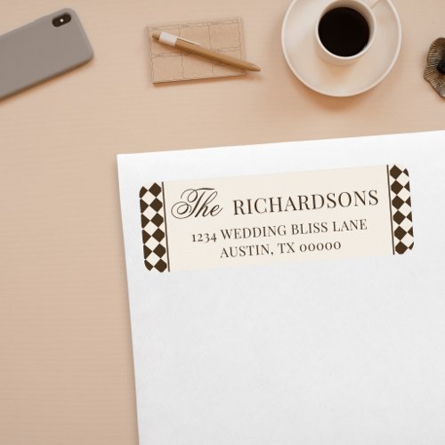 Vintage Brown Checkered Old Money Return Address Label