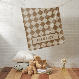 Vintage Brown Checkered Pattern Baby Blanket