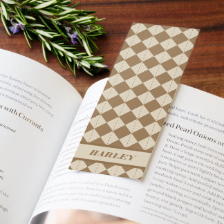 Vintage Brown Checkered Pattern Bookmarks