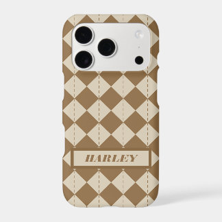 Vintage Brown Checkered Pattern iPhone 17 Pro Case