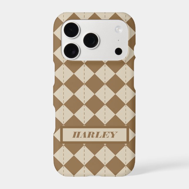 Vintage Brown Checkered Pattern Case-Mate iPhone Case (Back)