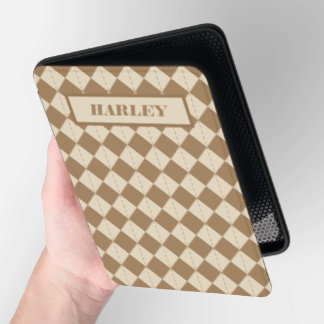 Vintage Brown Checkered Pattern Kindle Cover