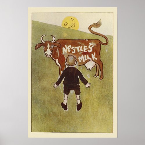 Vintage Brown Cow Nestles Milk Poster