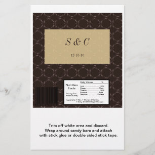 Vintage Brown/Creme Wedding Large Hershey Wrapper