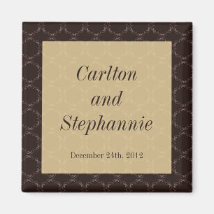 Vintage Brown/Creme Wedding Magnet Favor