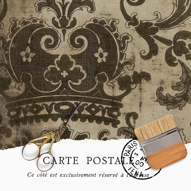 Vintage Brown Crown Motif Rustic Decoupage  Tissue Paper (Creator Uploaded)