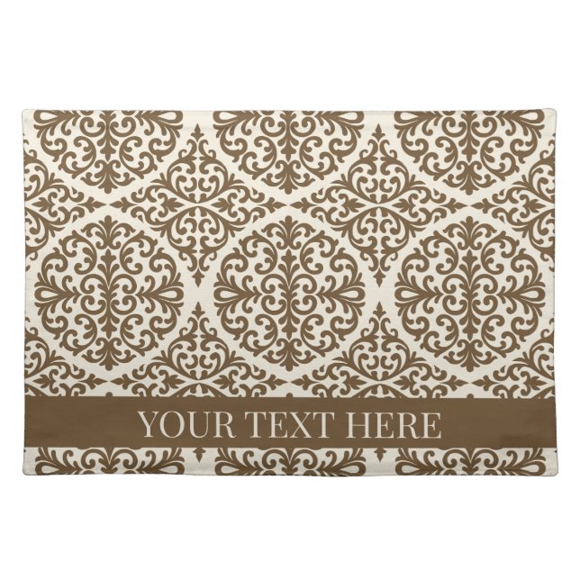 Vintage Brown Damask Kitchen Design Cloth Placemat (Front)