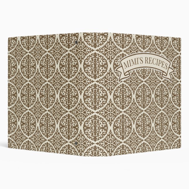 Vintage Brown Damask Kitchen Recipe  3 Ring Binder (Background)