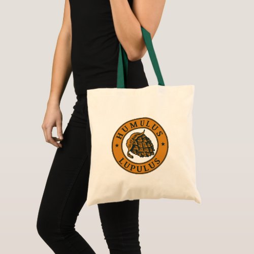 Vintage Brown Dark Green Hop Beer Ink Art Style Tote Bag