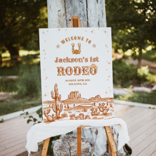 Vintage Brown Desert Boy 1st Rodeo Birthday Foam Board