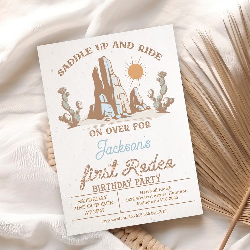 Vintage Brown Desert First Rodeo 1st Birthday  Invitation