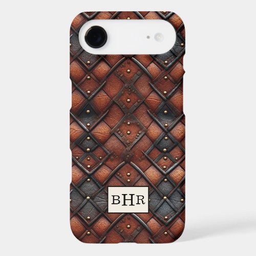 Vintage Brown Diamond Leather Monogrammed iPhone 17 Air Case