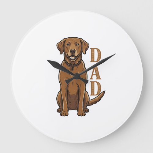 Vintage Brown Dog Dad Shirt Design_1 Large Clock