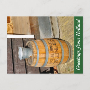 Vintage Brown Dutch Spice Warehouse Barrel Holiday Postcard