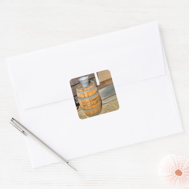 Vintage Brown Dutch Spice Warehouse Barrel Square Sticker (Envelope)