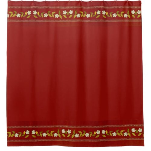 Vintage Brown Embroidered Fabric Shower Curtain