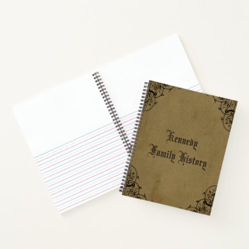 Vintage Brown Family History Custom Notebook