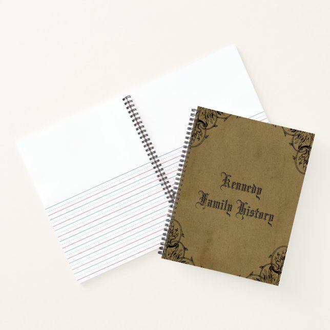 Vintage Brown Family History Custom Notebook (Inside)