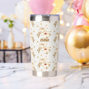 Vintage Brown Floral Botanical 20oz Tumbler