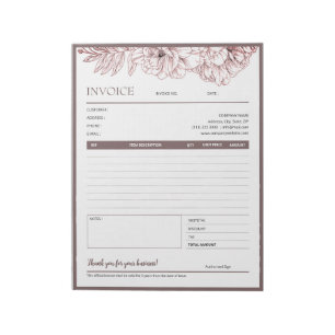 Vintage Brown Floral Frame Business Invoice Form Notepad