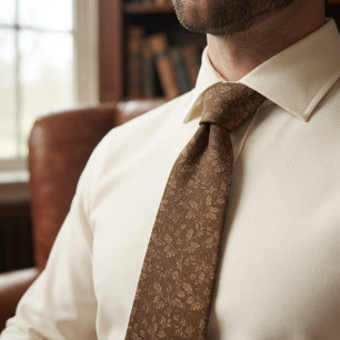 Vintage Brown Floral Neck Tie
