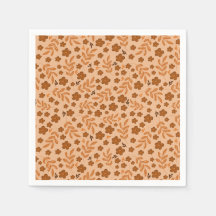 Vintage Brown Floral Paper Napkin | Fall Party