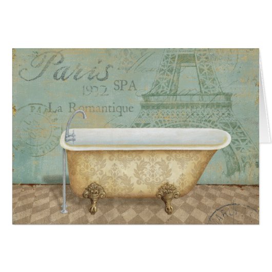 Vintage Brown French Bathtub Cards (Front Horizontal)
