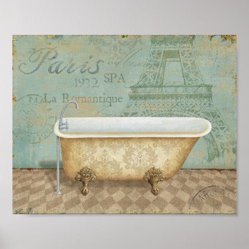 Vintage Brown French Bathtub Poster