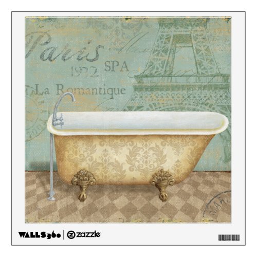 Vintage Brown French Bathtub Wall Decal