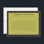 Vintage Brown/Green Wedding Writable Advice Card<br><div class="desc">These adorable Writable Advice Cards are perfect addition to any Wedding. Simply hand these cards to your guests, along with fine tip Sharpie pens. Your guests can then write down any advice they have for the new bride and groom. These are printed at a 4.25" x 5.6" size on glossy...</div>