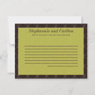 Vintage Brown/Green Wedding Writable Advice Card