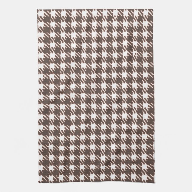 Vintage brown houndstooth kitchen towel (Vertical)
