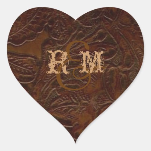 vintage brown leather cowboy boots country wedding heart sticker