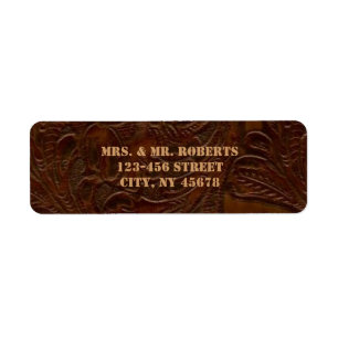 vintage brown leather cowboy boots country wedding label