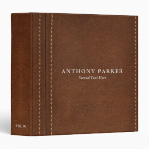 Vintage Brown Leather Look 3 Ring Binder