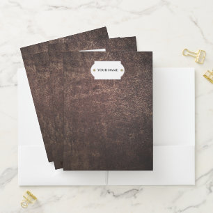 Vintage brown leather pocket folder