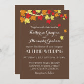 Vintage Brown Maple Leaves Fall Wedding Invitation (Front/Back)
