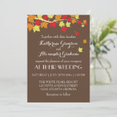 Vintage Brown Maple Leaves Fall Wedding Invitation (Standing Front)