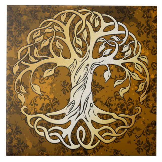 Vintage Brown Medieval Witchcraft Ritual Offering Ceramic Tile (Front)