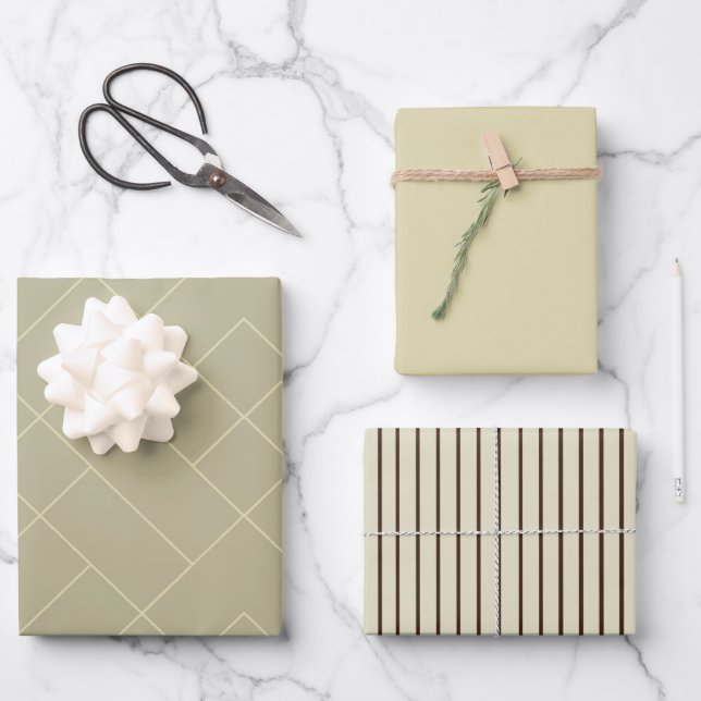 Vintage Brown Minimal Geometric Pattern  Wrapping Paper Sheets (Front)
