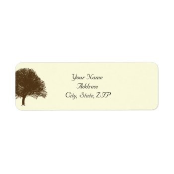 Vintage Brown Oak Tree On Cream Return Address Label by NoteableExpressions at Zazzle