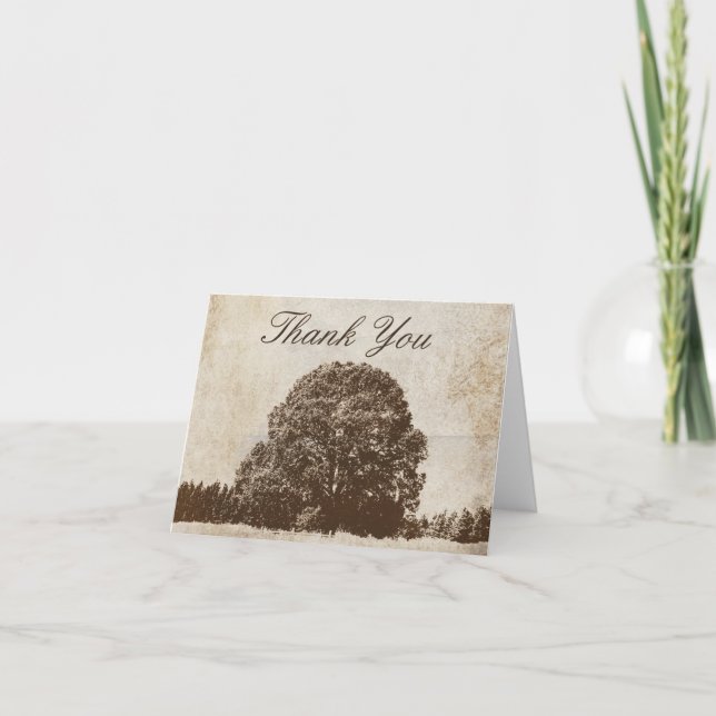 Vintage Brown Oak Tree Thank You (Front)