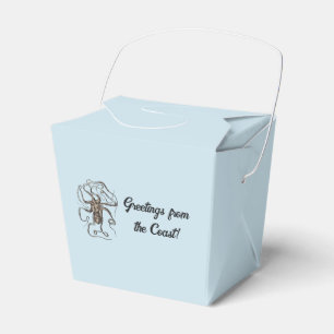 Vintage Brown Octopus, Nautical Nature Art Sketch Favor Boxes