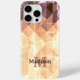 Vintage brown oranfe geometric pattern Monogram iPhone 15 Pro Max Case