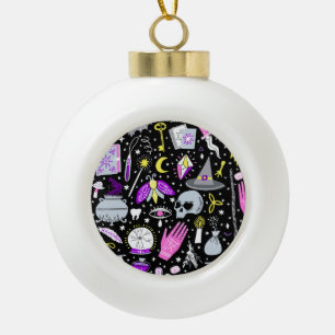 Vintage brown-orange tartan plaid. ceramic ball christmas ornament