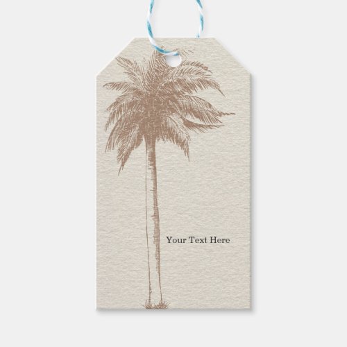 Vintage Brown Palm Tree Beach Wedding Favor Gift Tags